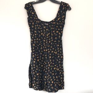 Dark Academia Romantic Floral Button Down Mini Dress size Small